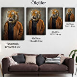 İnsan Görünüm Kaplan Dekoratif Kanvas Tablo, Duvar Dekoru 5938