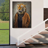 İnsan Görünüm Kaplan Dekoratif Kanvas Tablo, Duvar Dekoru 5938