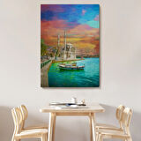 Yağlıboya Görünüm Boğaz Köprüsü ve Ortaköy Cami Dekoratif Kanvas Tablo, Duvar Dekoru 5946