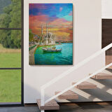 Yağlıboya Görünüm Boğaz Köprüsü ve Ortaköy Cami Dekoratif Kanvas Tablo, Duvar Dekoru 5946