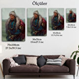 Yağlıboya Görünüm Moğol Ordular Komutanı Cengiz Han Dekoratif Kanvas Tablo, Duvar Dekoru 5965