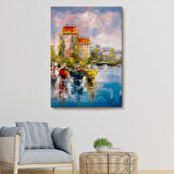 Yağlıboya Görünüm Liman Dekoratif Kanvas Tablo, Duvar Dekoru 5981