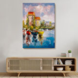 Yağlıboya Görünüm Liman Dekoratif Kanvas Tablo, Duvar Dekoru 5981