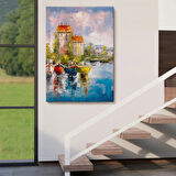 Yağlıboya Görünüm Liman Dekoratif Kanvas Tablo, Duvar Dekoru 5981