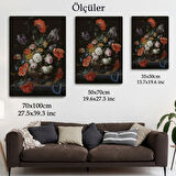 Renkli Çiçekli Vazo Dekoratif Kanvas Tablo, Duvar Dekoru 5996