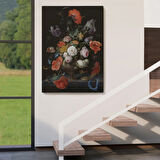 Renkli Çiçekli Vazo Dekoratif Kanvas Tablo, Duvar Dekoru 5996