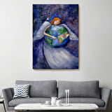 Dünyayı Kucaklayan Melek Dekoratif Kanvas Tablo, Duvar Dekoru 6000