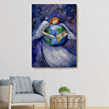 Dünyayı Kucaklayan Melek Dekoratif Kanvas Tablo, Duvar Dekoru 6000