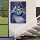 Dünyayı Kucaklayan Melek Dekoratif Kanvas Tablo, Duvar Dekoru 6000