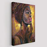 Pop Art Afrikalı Kadın Portresi Dekoratif Kanvas Tablo, Duvar Dekoru 6008