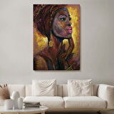 Pop Art Afrikalı Kadın Portresi Dekoratif Kanvas Tablo, Duvar Dekoru 6008