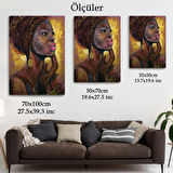 Pop Art Afrikalı Kadın Portresi Dekoratif Kanvas Tablo, Duvar Dekoru 6008