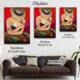 PopArt, Purosu ve Şarabı ile Cesur Kadın Dekoratif Kanvas Tablo, Duvar Dekoru 6018