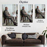 Sandalyede Oturan Karizmatik Atatürk Dekoratif Kanvas Tablo, Duvar Dekoru 6034
