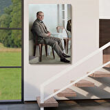 Sandalyede Oturan Karizmatik Atatürk Dekoratif Kanvas Tablo, Duvar Dekoru 6034