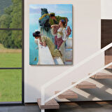 Denize Bakan Kızlar ve Yalıları Dekoratif Kanvas Tablo, Duvar Dekoru 6037