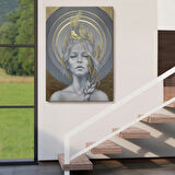 Güzel Kadın ve Altın Detayları Dekoratif Kanvas Tablo, Duvar Dekoru 6044