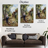 Köylü Kadın ve Tavukları Rusya Dekoratif Kanvas Tablo, Duvar Dekoru 6055