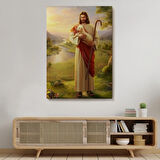 Kucağındaki Kuzu ile Hz İsa Dekoratif Kanvas Tablo, Duvar Dekoru 6064