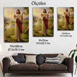 Kucağındaki Kuzu ile Hz İsa Dekoratif Kanvas Tablo, Duvar Dekoru 6064