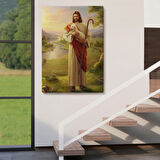 Kucağındaki Kuzu ile Hz İsa Dekoratif Kanvas Tablo, Duvar Dekoru 6064