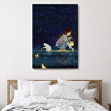 Yıldız Toplayan Kız ve Kedisi Dekoratif Kanvas Tablo, Duvar Dekoru 6129