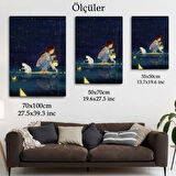 Yıldız Toplayan Kız ve Kedisi Dekoratif Kanvas Tablo, Duvar Dekoru 6129