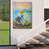 Bisikletli Kız ve Göl Kenarı Dekoratif Kanvas Tablo, Duvar Dekoru 6135