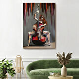 Çello Virtüözü Kadın Dekoratif Kanvas Tablo, Duvar Dekoru 6167