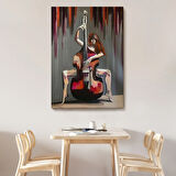 Çello Virtüözü Kadın Dekoratif Kanvas Tablo, Duvar Dekoru 6167