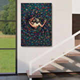 Dans Eden Sevgililer ve Renkli Çiçekler Dekoratif Kanvas Tablo, Duvar Dekoru 6200