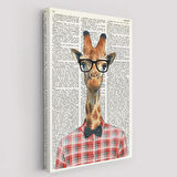 Sözlük Sayfasında Zürafa Dekoratif Kanvas Tablo, Duvar Dekoru 6221