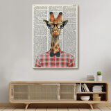 Sözlük Sayfasında Zürafa Dekoratif Kanvas Tablo, Duvar Dekoru 6221