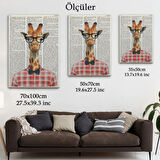 Sözlük Sayfasında Zürafa Dekoratif Kanvas Tablo, Duvar Dekoru 6221