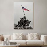 Bayrak Diken Amerikalı Askerler Dekoratif Kanvas Tablo, Duvar Dekoru 6228