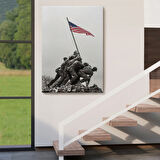 Bayrak Diken Amerikalı Askerler Dekoratif Kanvas Tablo, Duvar Dekoru 6228