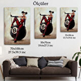 Pub Kızı ve Bilardo Topu Dekoratif Kanvas Tablo, Duvar Dekoru 6230