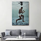 Boksor Muhammet Ali Sualtı Antremanı Dekoratif Kanvas Tablo, Duvar Dekoru 6234