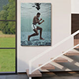 Boksor Muhammet Ali Sualtı Antremanı Dekoratif Kanvas Tablo, Duvar Dekoru 6234