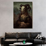 Canavar ve Mona Lisa Duruşu Dekoratif Kanvas Tablo, Duvar Dekoru 6246