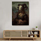 Canavar ve Mona Lisa Duruşu Dekoratif Kanvas Tablo, Duvar Dekoru 6246