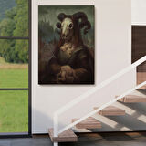 Canavar ve Mona Lisa Duruşu Dekoratif Kanvas Tablo, Duvar Dekoru 6246