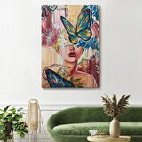 Kadın Portresi Renkli Sürreal Dekoratif Kanvas Tablo, Duvar Dekoru 6297
