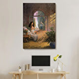 Güzel Kadın Yatakta Dekoratif Kanvas Tablo, Duvar Dekoru 6340