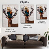 Şapkalı Geyik Sürreal Dekoratif Kanvas Tablo, Duvar Dekoru 6468