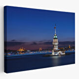 Gece Kız Kulesi İstanbul Dekoratif Kanvas Tablo, Duvar Dekoru 6502