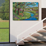 Akarsu ve Ceylan ile Yavrusu Dekoratif Kanvas Tablo, Duvar Dekoru 6535