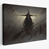 Süpürgeli Cadı Witches Helloven Dekoratif Kanvas Tablo, Duvar Dekoru 6564