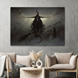 Süpürgeli Cadı Witches Helloven Dekoratif Kanvas Tablo, Duvar Dekoru 6564