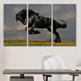 Şahlanan Siyah At Dekoratif Kanvas Tablo, Duvar Dekoru 6620